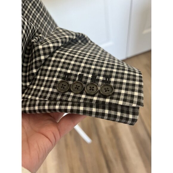 J. Crew lady black grey white check double breasted blazer Suit Jacket SZ: 14 - Picture 7 of 13